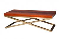 Wood Top Brass Tea Side Table